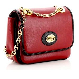 Gucci Marina Chain Flap Bag Leather Mini - Two Tone Red and Black
